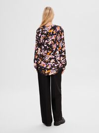 BEDRUKT SHIRT MET LANGE MOUWEN, Black, highres