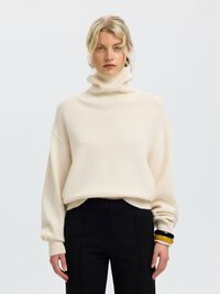 WOOL BLEND TURTLENECK, Egret, highres