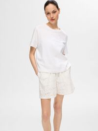 BRODERIE ANGLAISE SHORTS, Snow White, highres