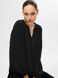 MEZCLA DE VISCOSA BLUSA, Black, highres