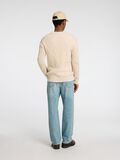Selected WOOL BLEND CABLE KNITTED PULLOVER, Oatmeal, highres - 16086686_Oatmeal_004.jpg