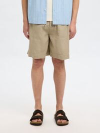 LOOSE FIT LINEN-BLEND SHORTS, Pure Cashmere, highres