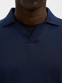 COTTON BLEND POLO SHIRT, Navy Blazer, highres