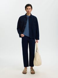 RELAXED FIT DENIM OVERSHIRT, Dark Blue Denim, highres