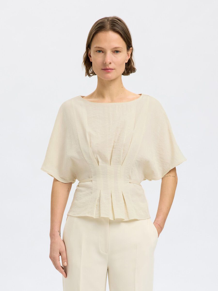 Selected MEZCLA DE VISCOSA, EFECTO PLEGADO BLUSA, Birch, highres - 16097803_Birch_003.jpg