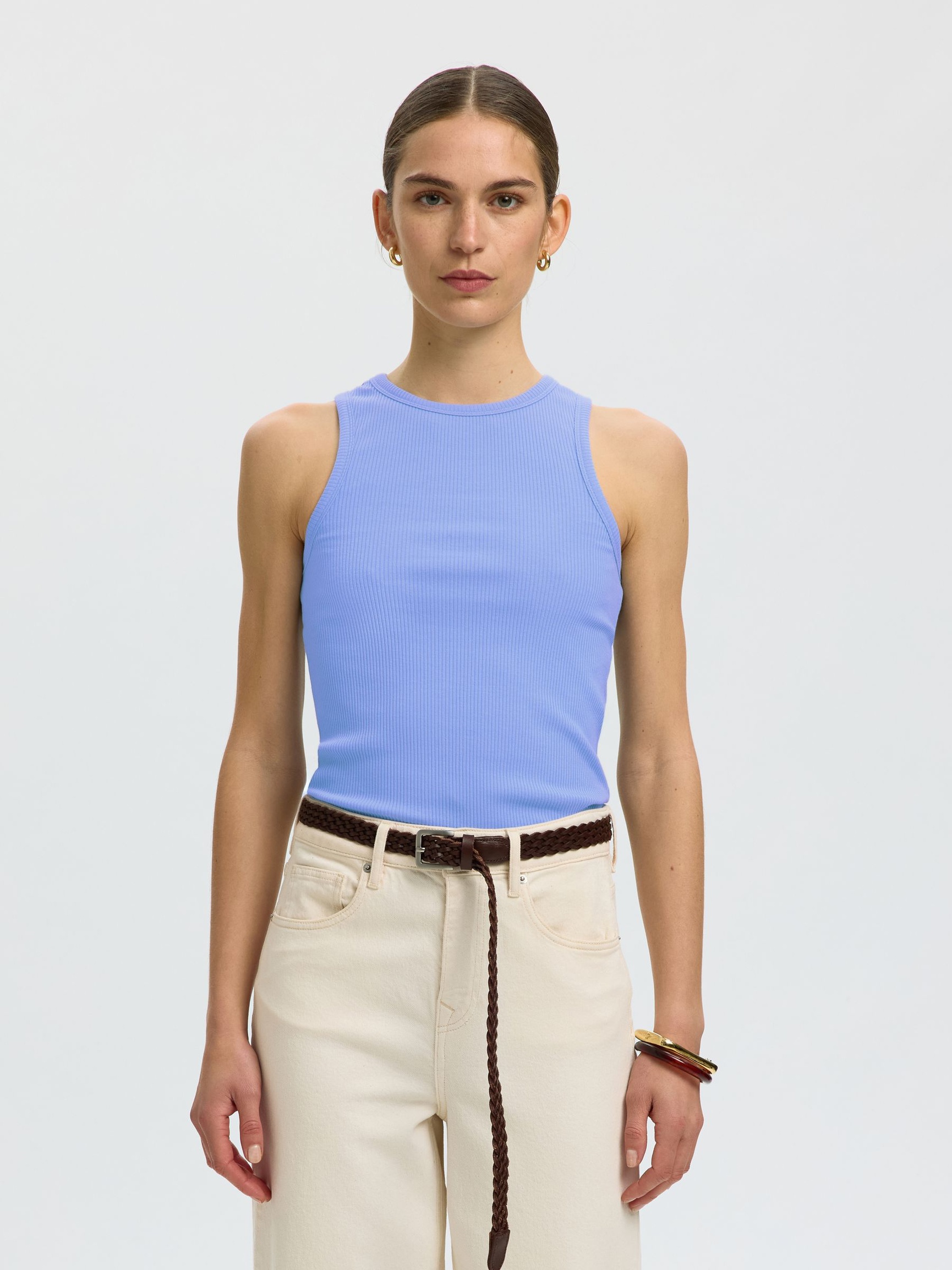 TEJIDO ACANALADO CAMISETA DE TIRANTES, Cornflower Blue, highres