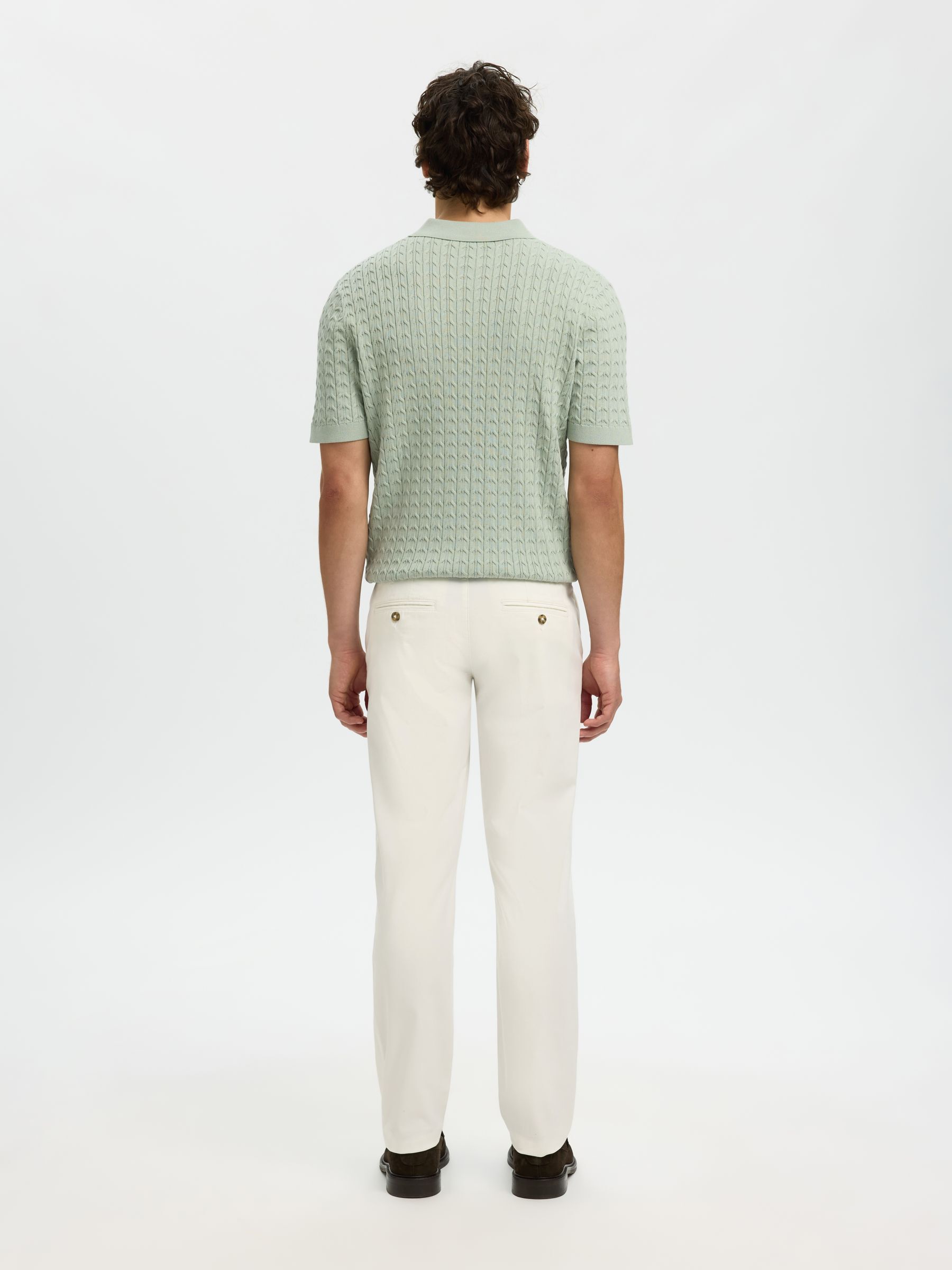 REGULAR FIT KNITTED POLO SHIRT, Aqua Gray, highres