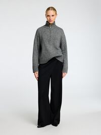 LAINE MÉLANGÉE PULL À DEMI-FERMETURE ÉCLAIR, Medium Grey Melange, highres