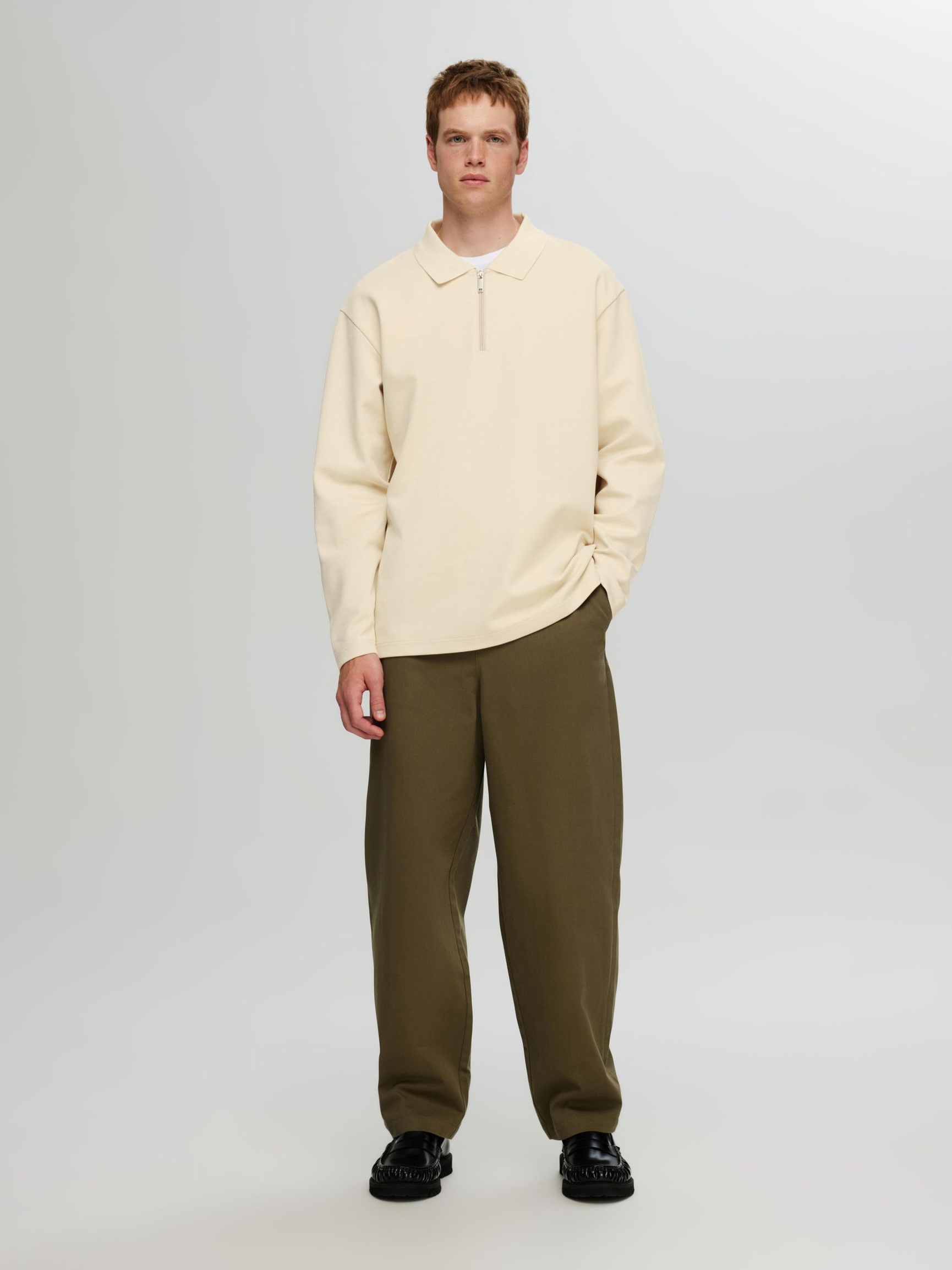 LÅNGÄRMAD SWEATSHIRT MED DRAGKEDJA, Fog, highres
