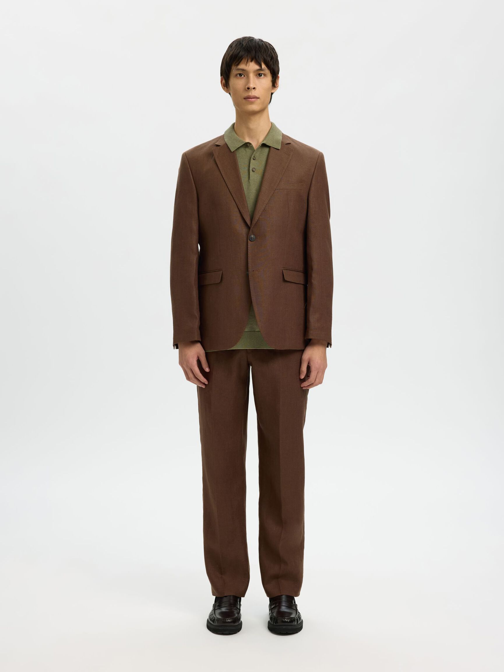 KNITTED POLO SHIRT, Deep Lichen Green, highres