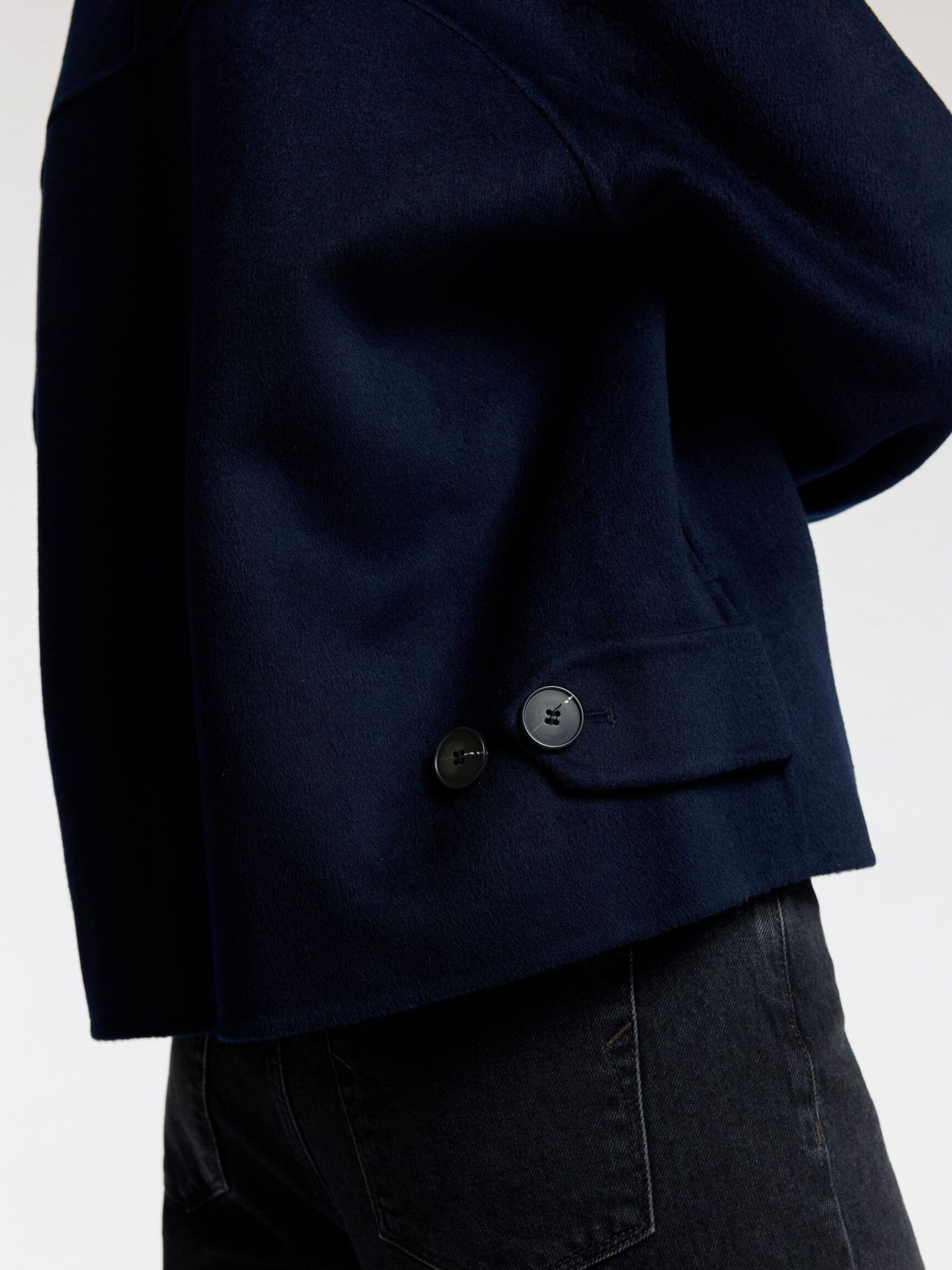 DOUBLE BREASTED WOOL BLEND COAT, Dark Sapphire, highres