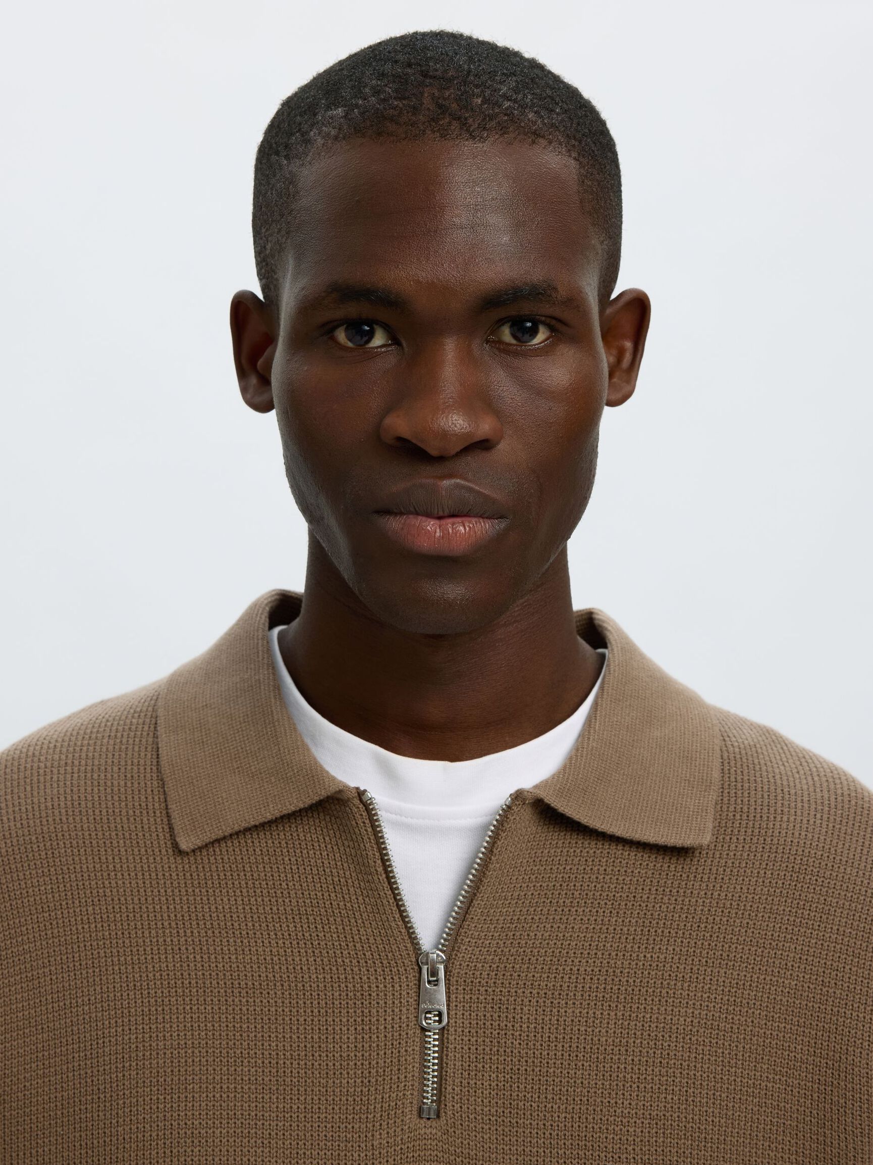 LONG SLEEVED HALF-ZIP JUMPER, Morel, highres