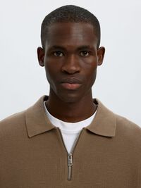LONG SLEEVED HALF-ZIP JUMPER, Morel, highres
