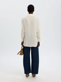 OVERSIZED FIT OVERHEMD MET LANGE MOUWEN, Egret, highres