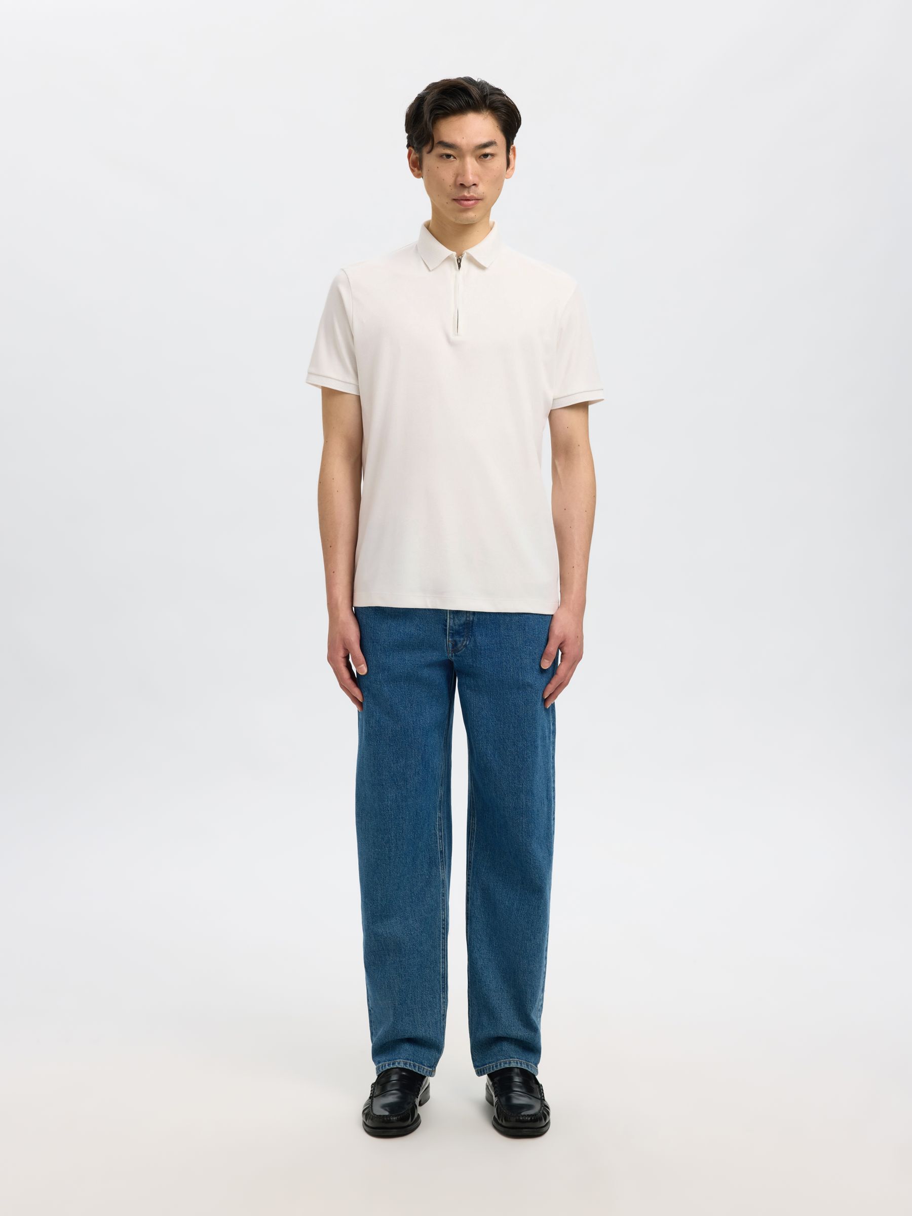 ZIPPER POLO SHIRT | White | Selected