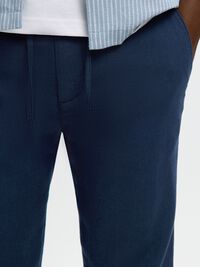 SLIM TAPERED LINEN BLEND TROUSERS, Dark Sapphire, highres