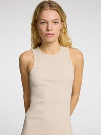 GERIBD KATOEN MAXI JURK, Oatmeal, highres