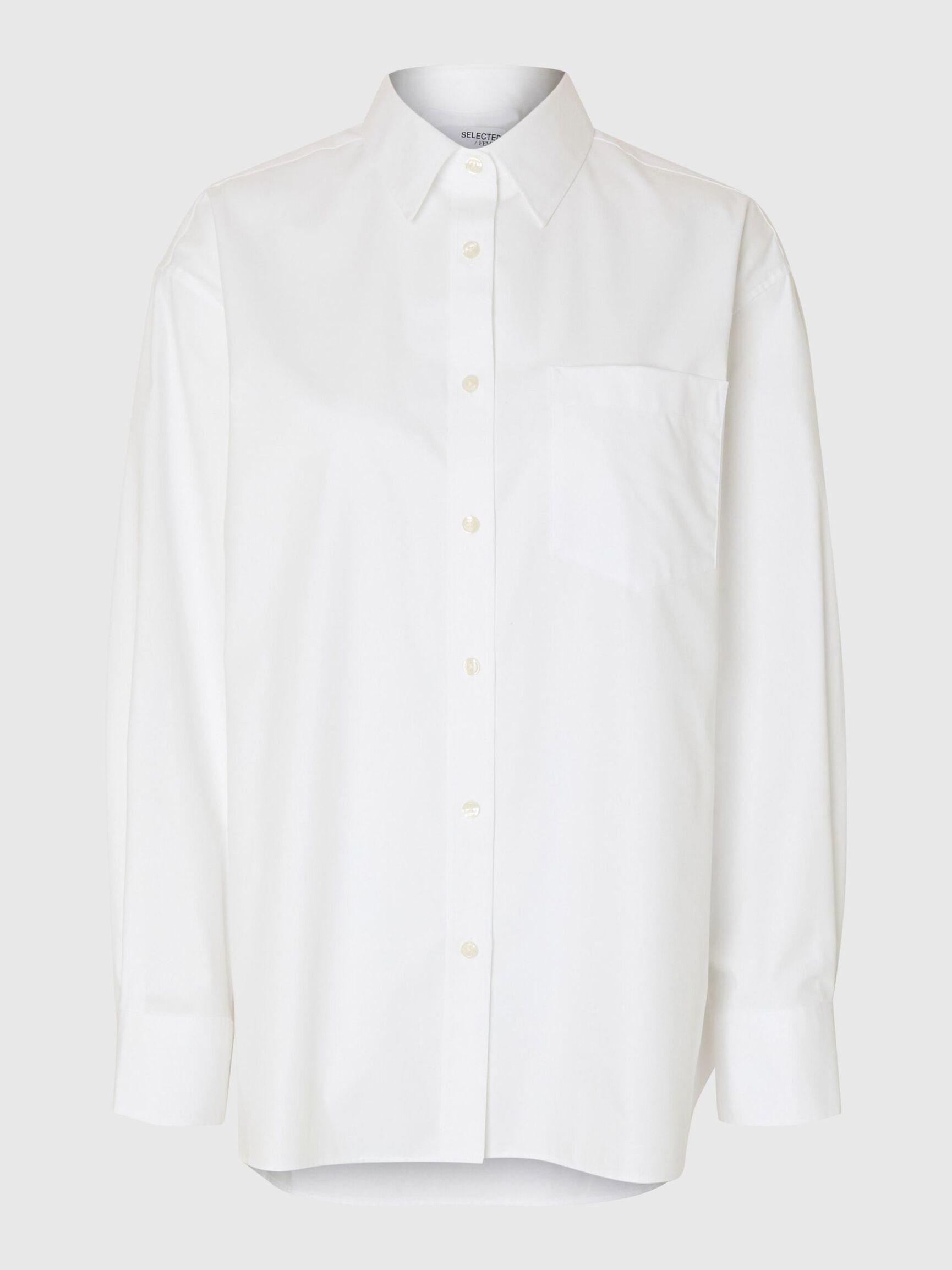 OVERSIZE EN COTON CHEMISE À MANCHES LONGUES, Bright White, highres