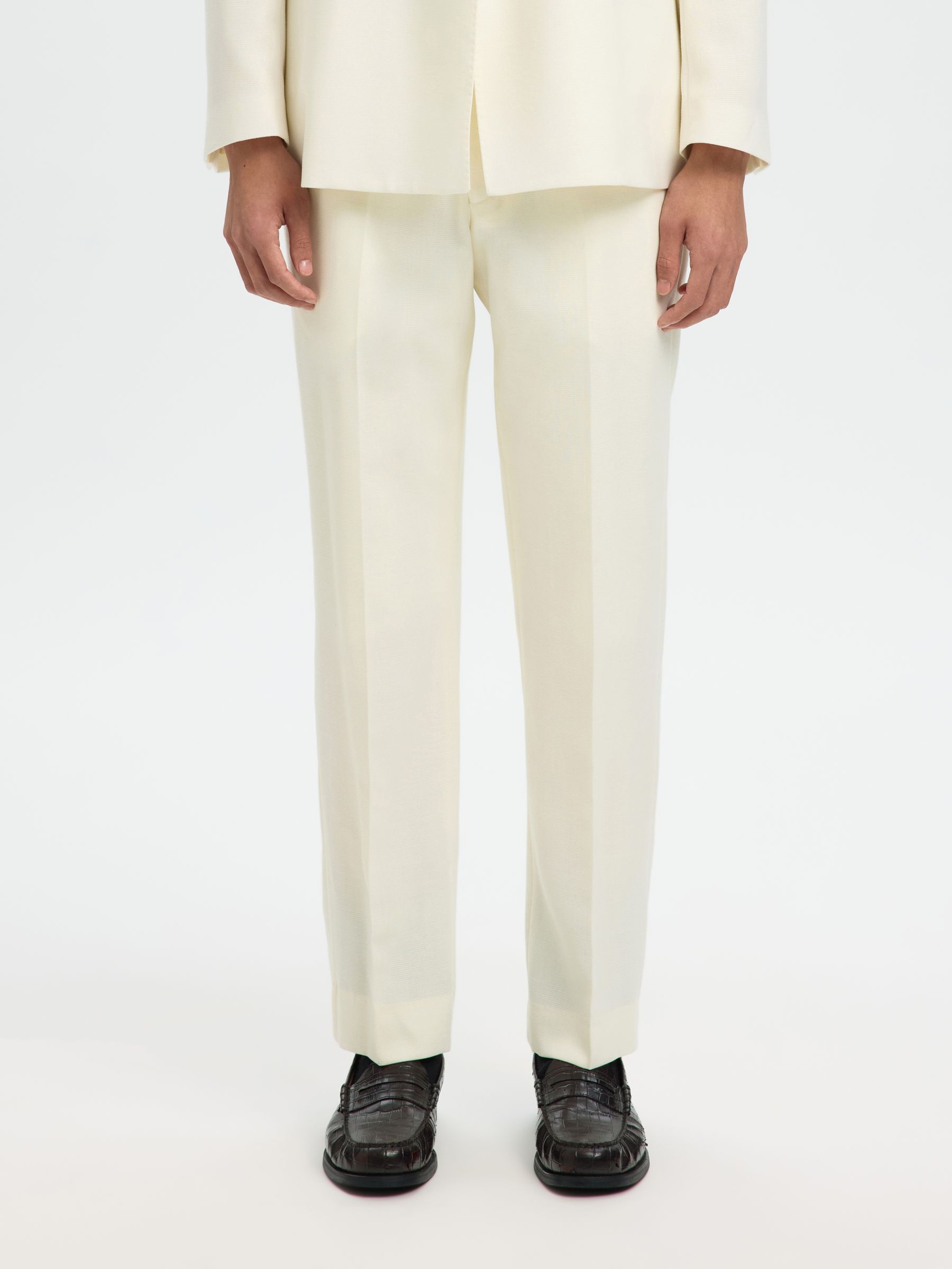 WOOL BLEND SUIT TROUSERS, Egret, highres