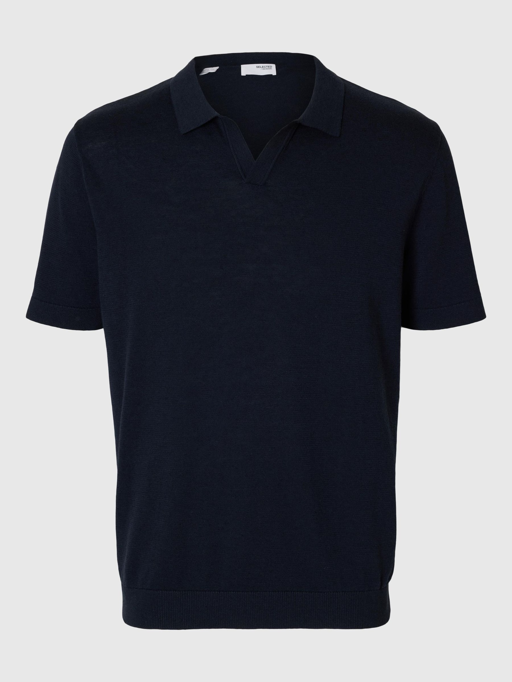 KORTÆRMET STRIKKET POLOSHIRT, Sky Captain, highres