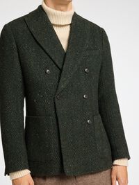 SLIM FIT FISKBEN DUBBELKNÄPPT KAVAJ, Dark Green, highres