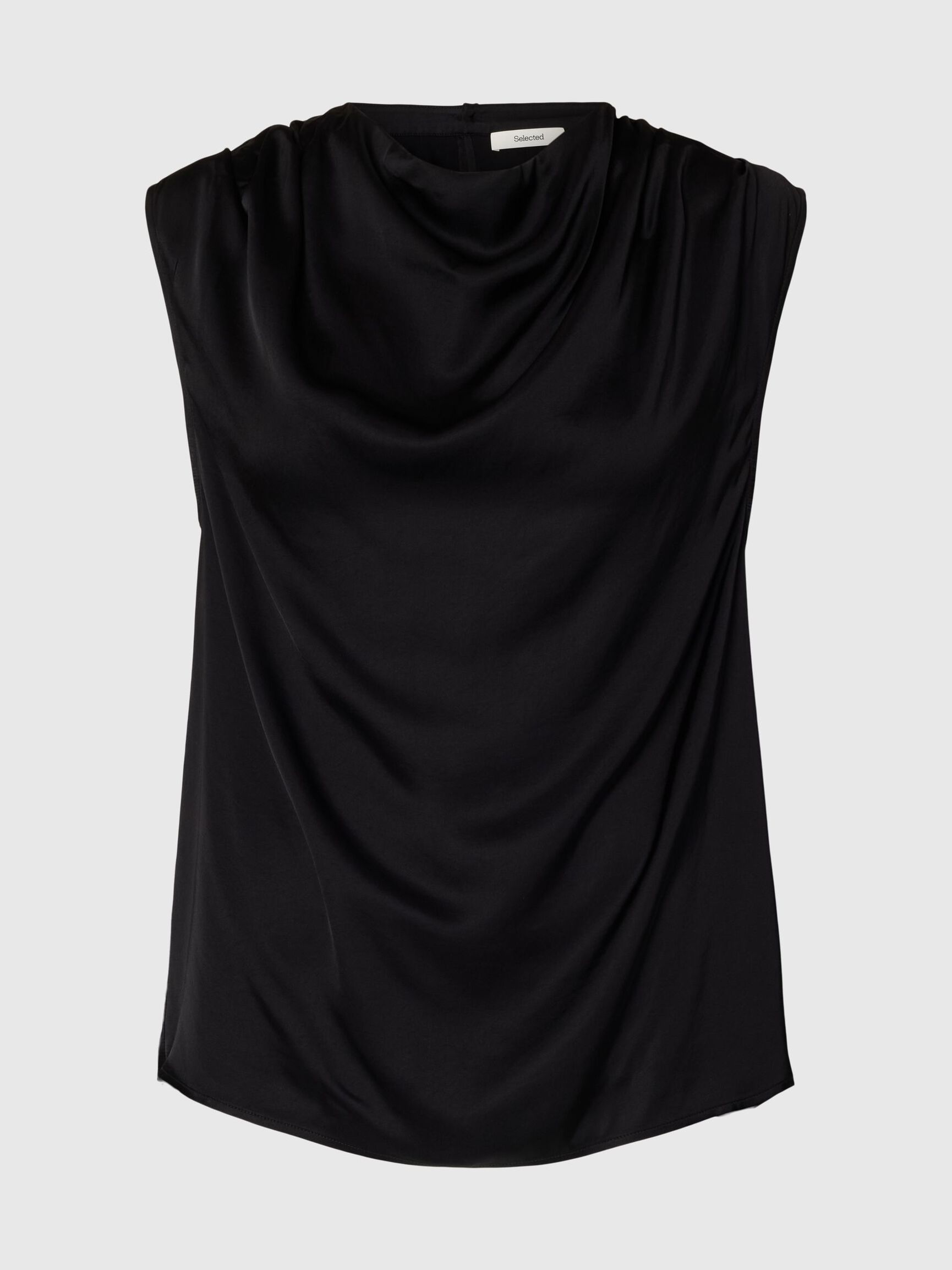 COWL NECK TOP, Black, highres