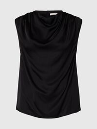 COWL NECK TOP, Black, highres