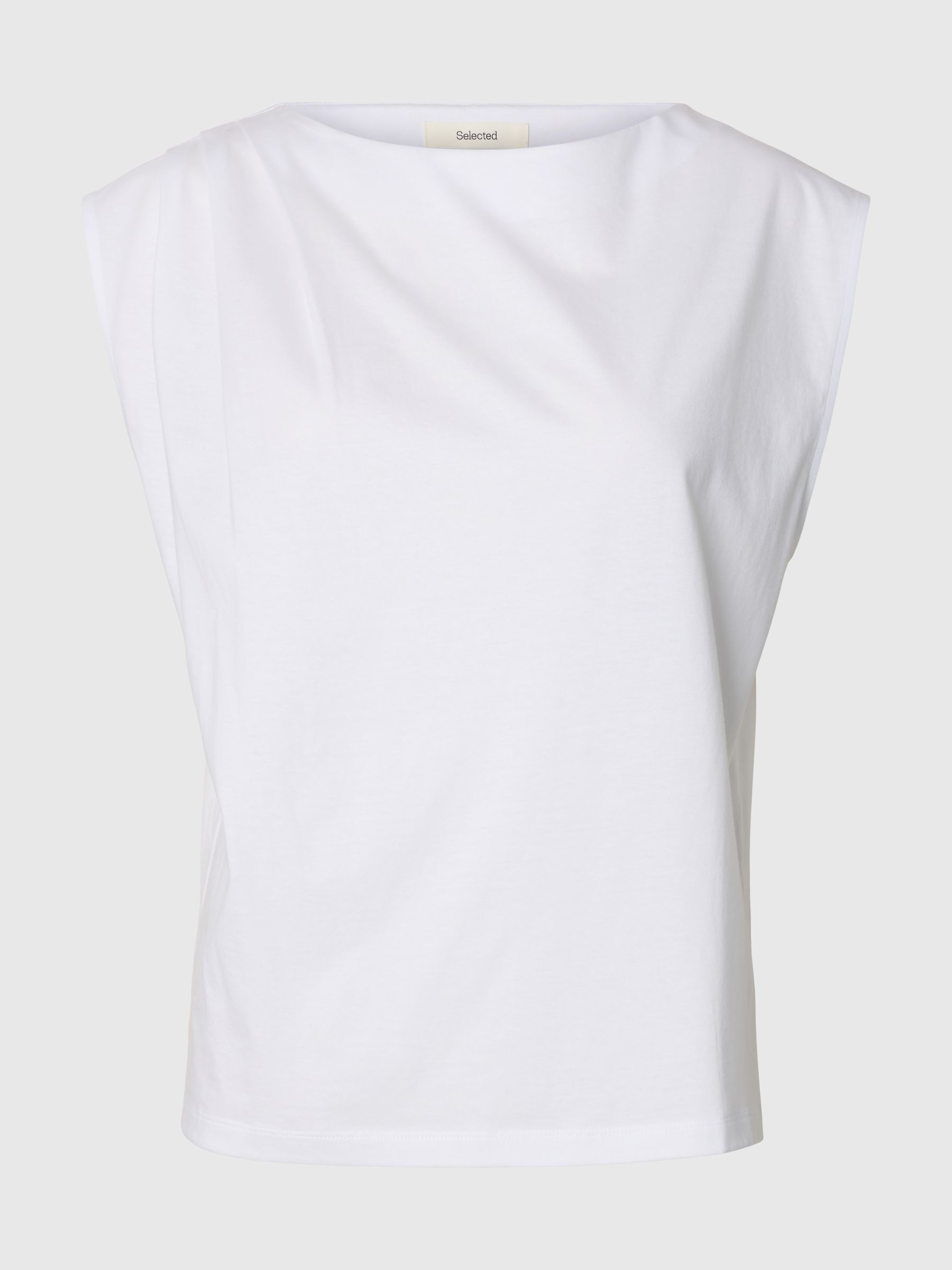 COTTON SLEEVELESS TOP, Bright White, highres