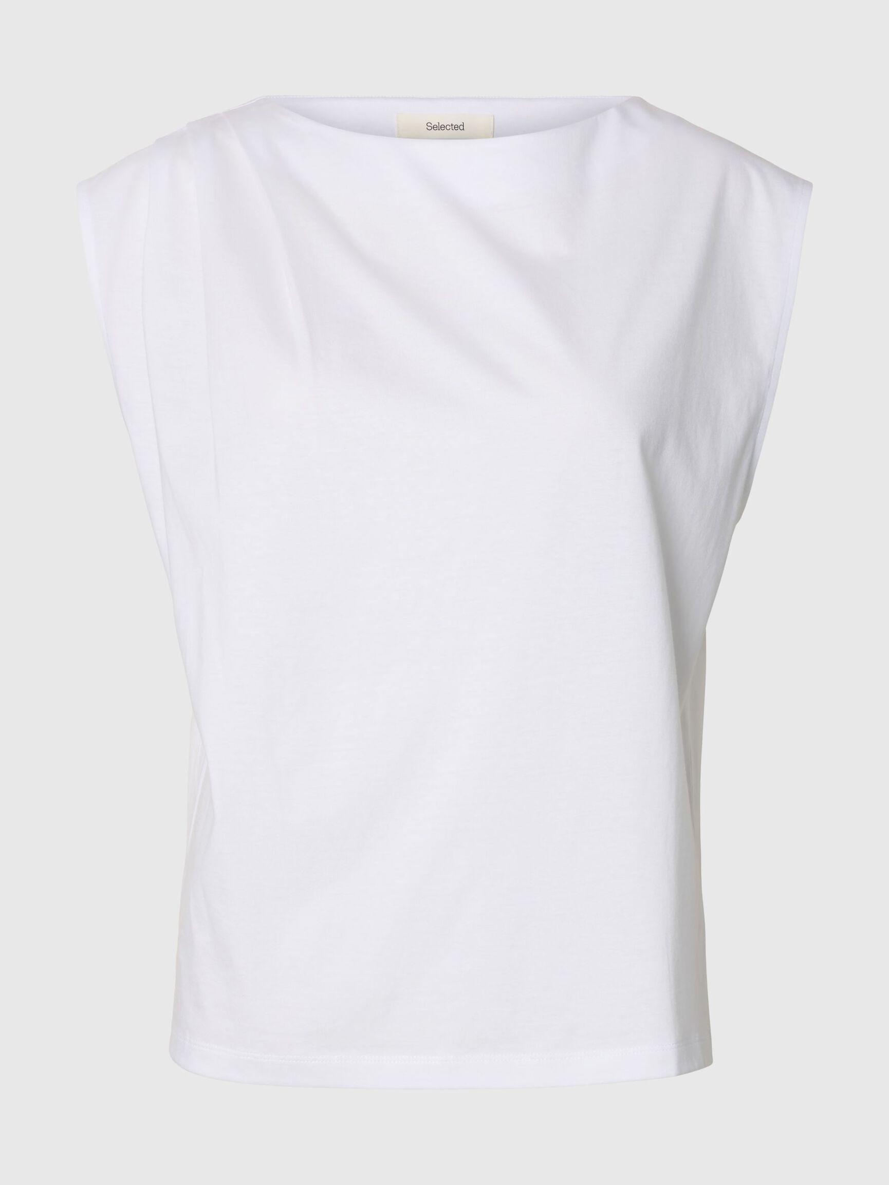 COTTON SLEEVELESS TOP, Bright White, highres