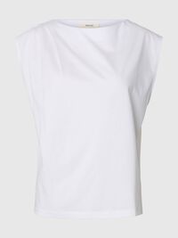 COTTON SLEEVELESS TOP, Bright White, highres