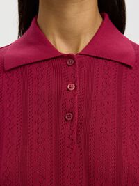 COTTON KNITTED POLO SHIRT, Anemone, highres