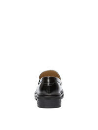 LEATHER LOAFERS, Black, highres