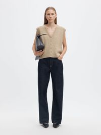 WOOL BLEND KNITTED VEST, Island Fossil, highres