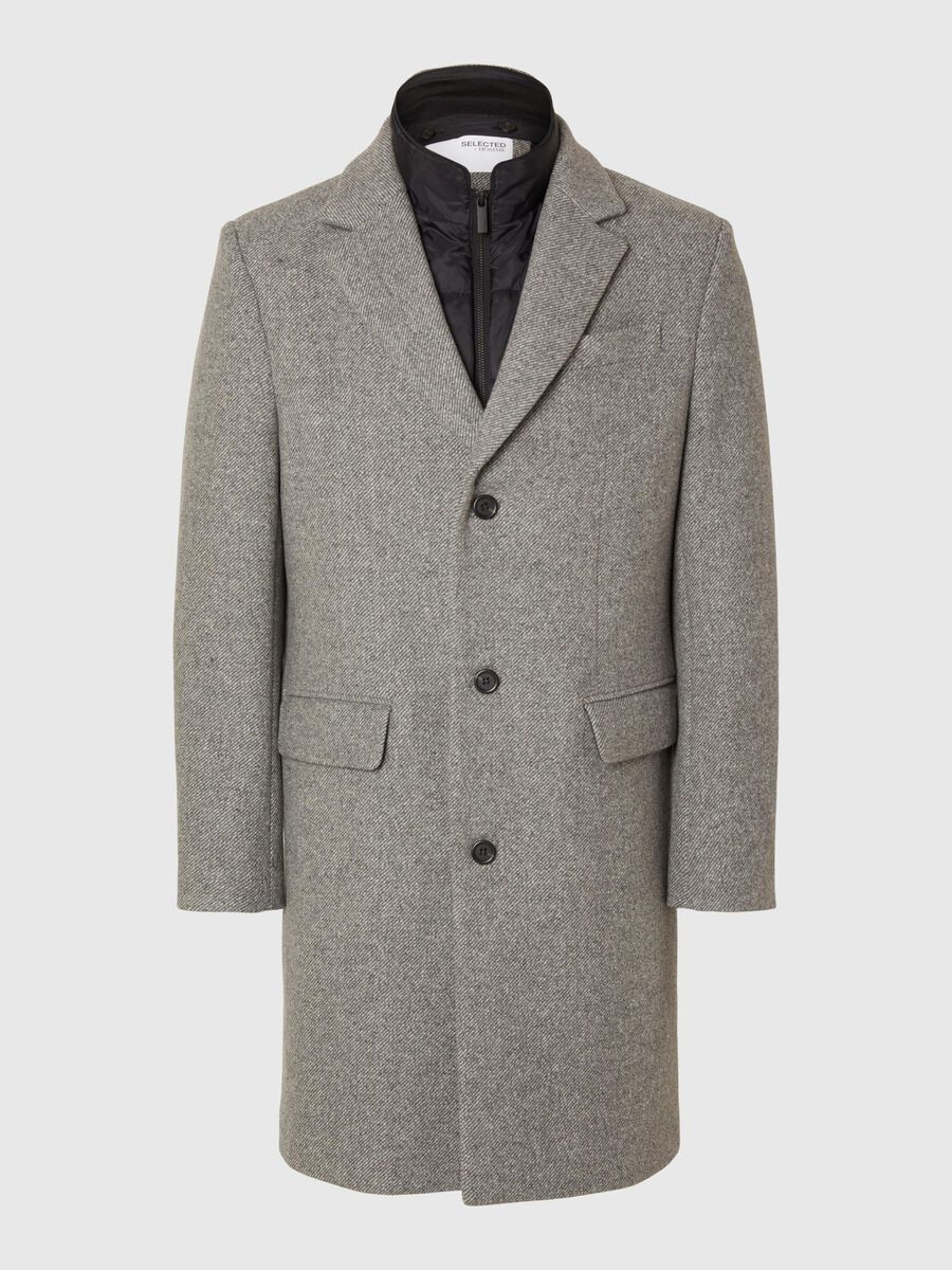 Selected WOOL BLEND 2-IN-1 COAT, Light Grey Melange, highres - 16094324_LightGreyMelange_001.jpg