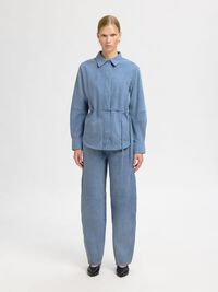 SUEDE TROUSERS, Blue Mirage, highres