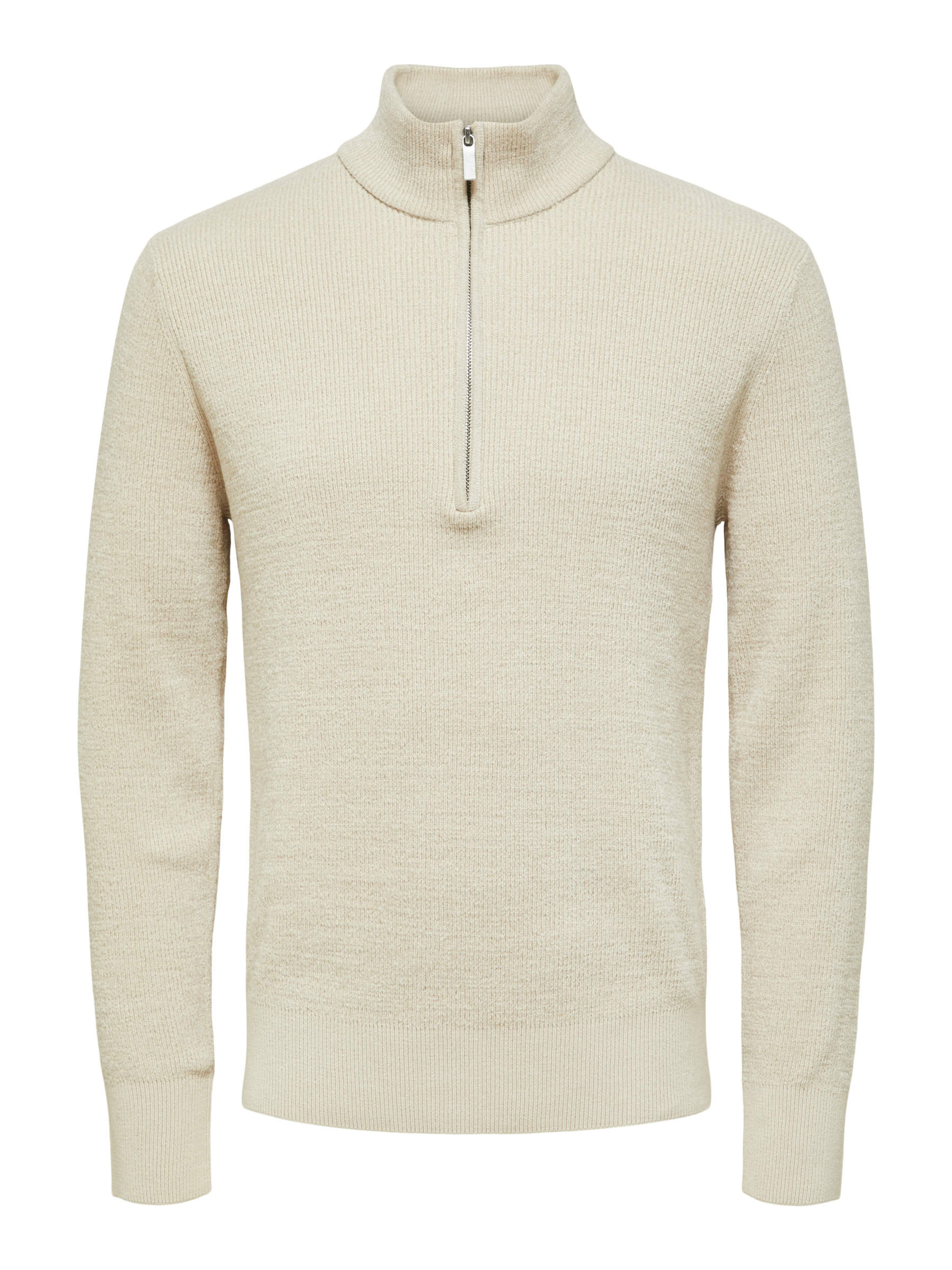 HIGH ZIP PULLOVER, Oatmeal, highres