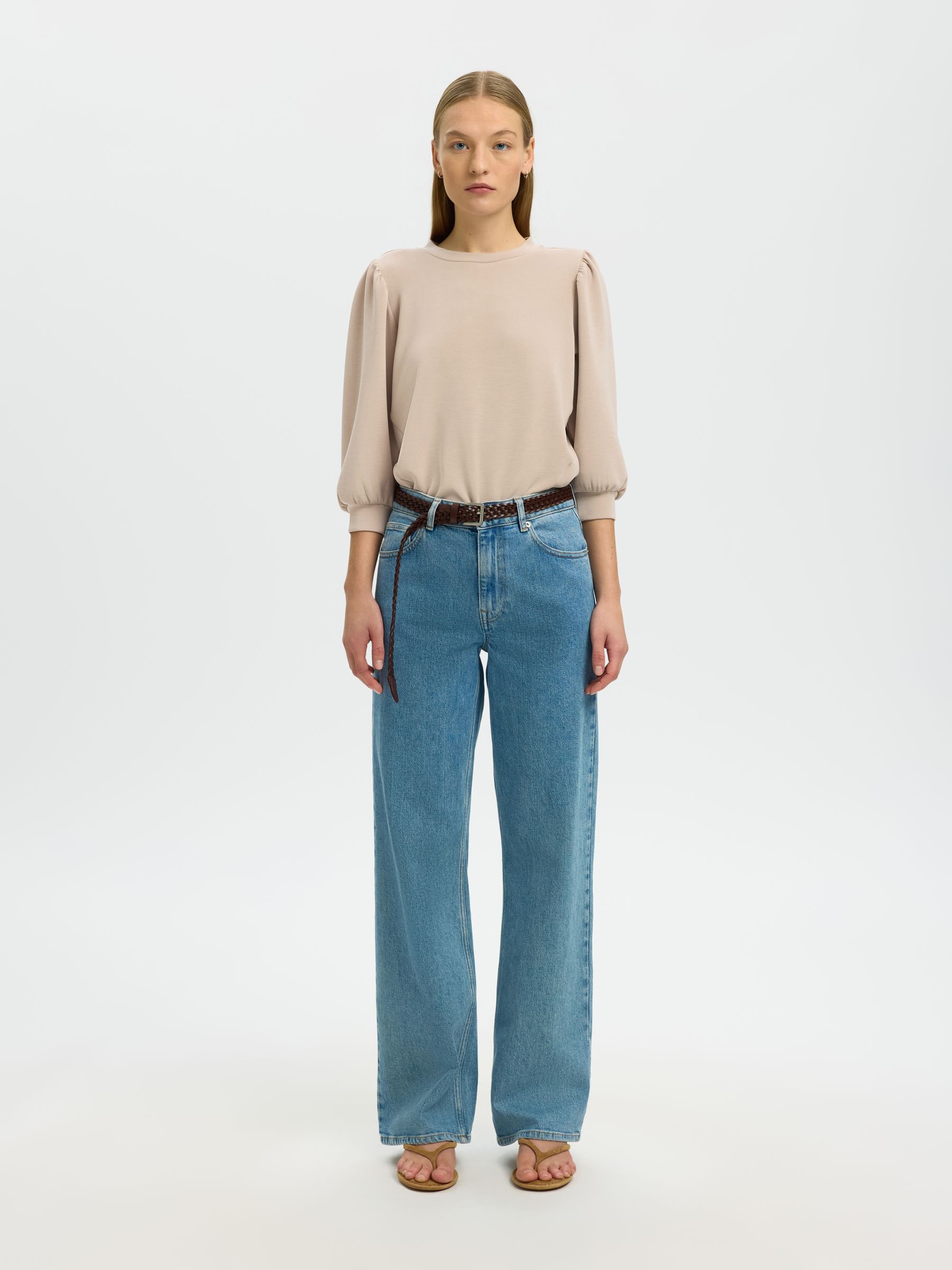 PUFF SLEEVE SWEATSHIRT, Pure Cashmere, highres
