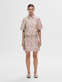 JACQUARD FLORAL MINI-JUPE, Snow White, highres