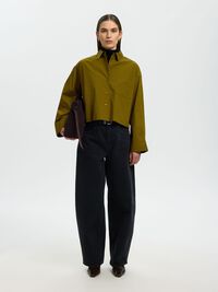 BOXY FIT CROPPED BLOUSE, Fir Green, highres