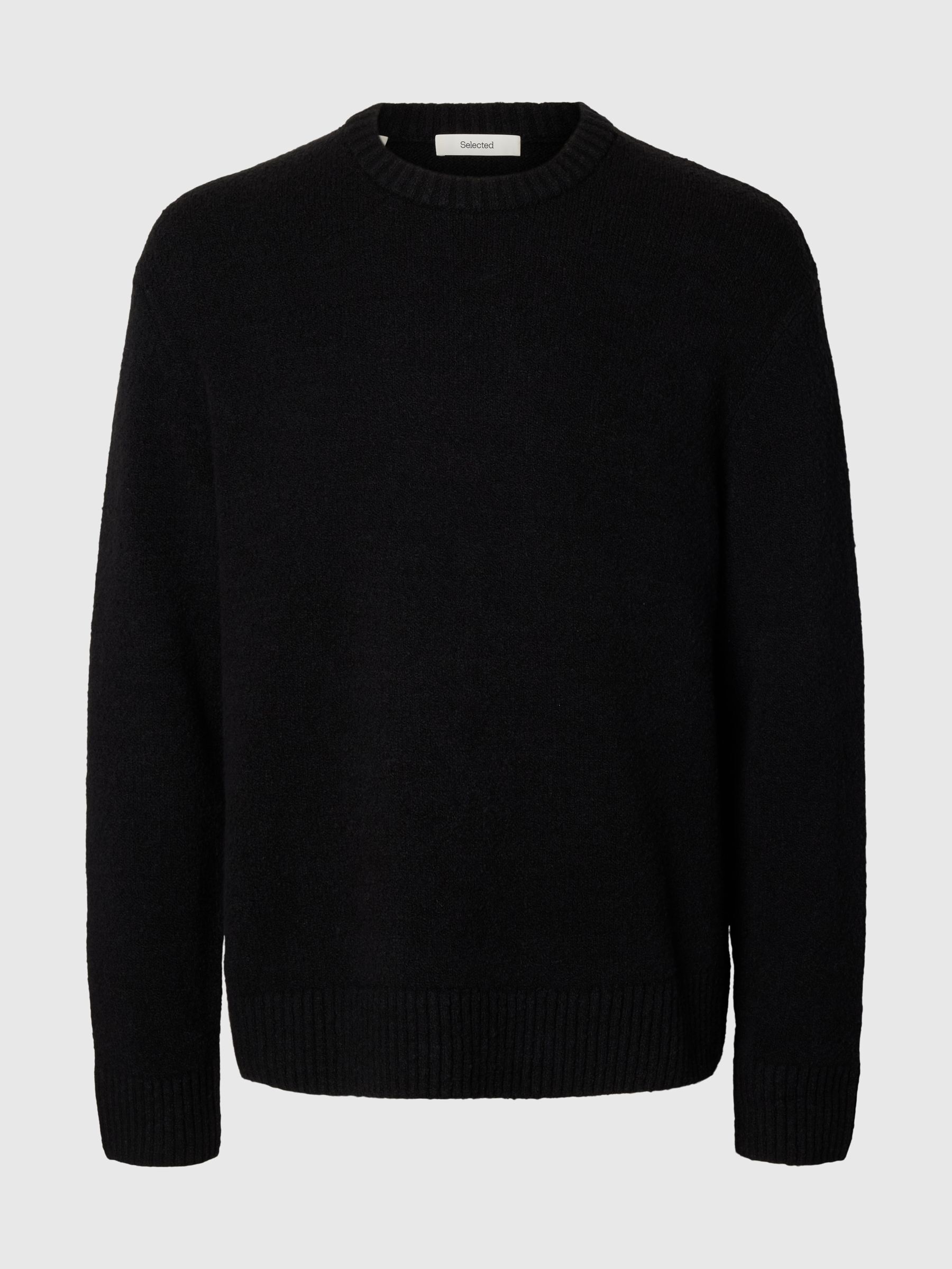 RELAXED FIT  KNITTED PULLOVER, Black, highres