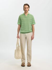 SHORT SLEEVED KNITTED POLO SHIRT, Aspen Green, highres