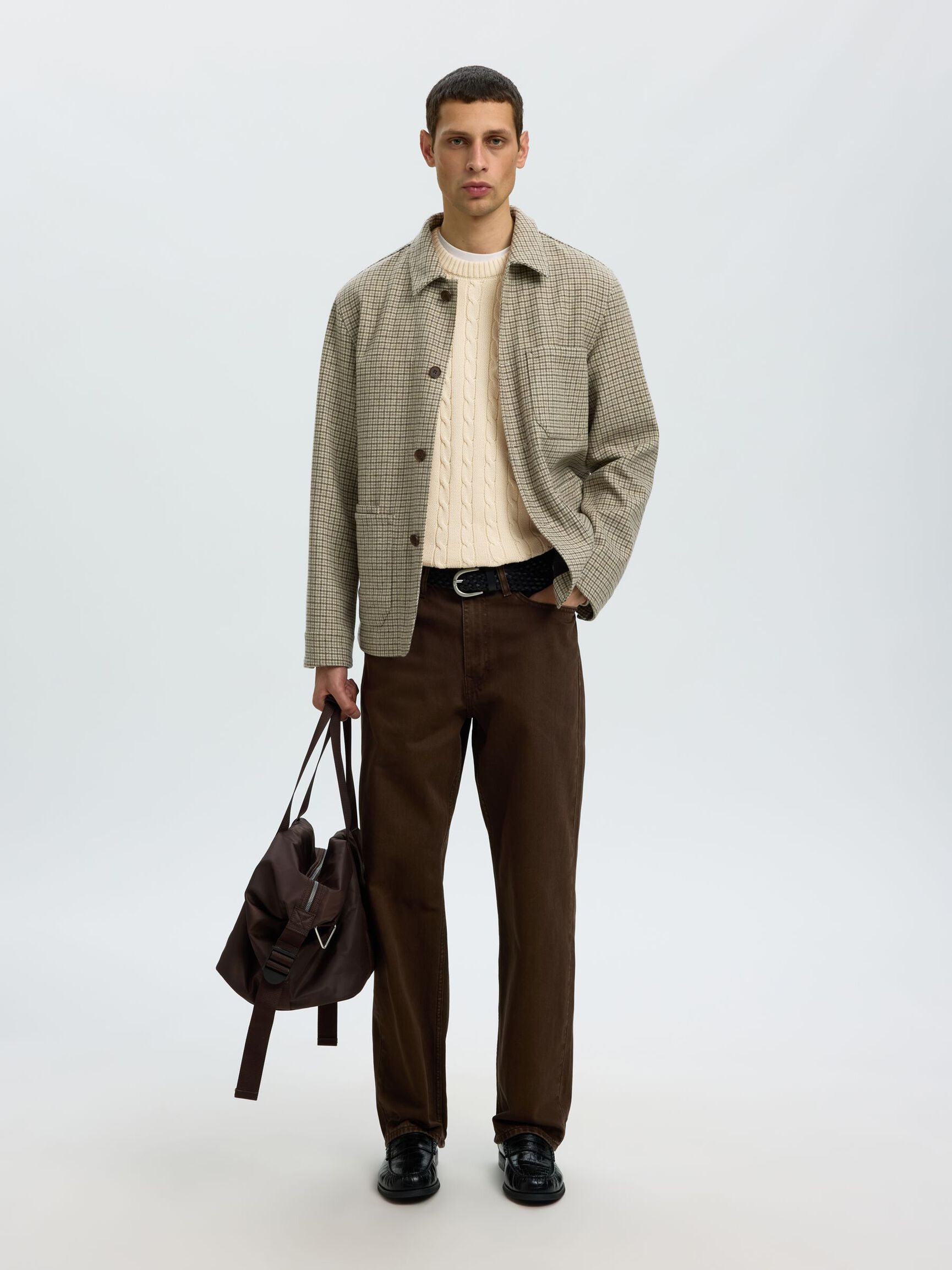 CABLE KNIT PULLOVER, Birch, highres