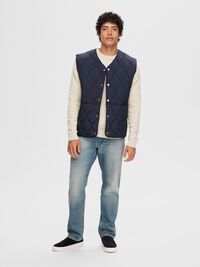 QUILTED GILET, Sky Captain, highres