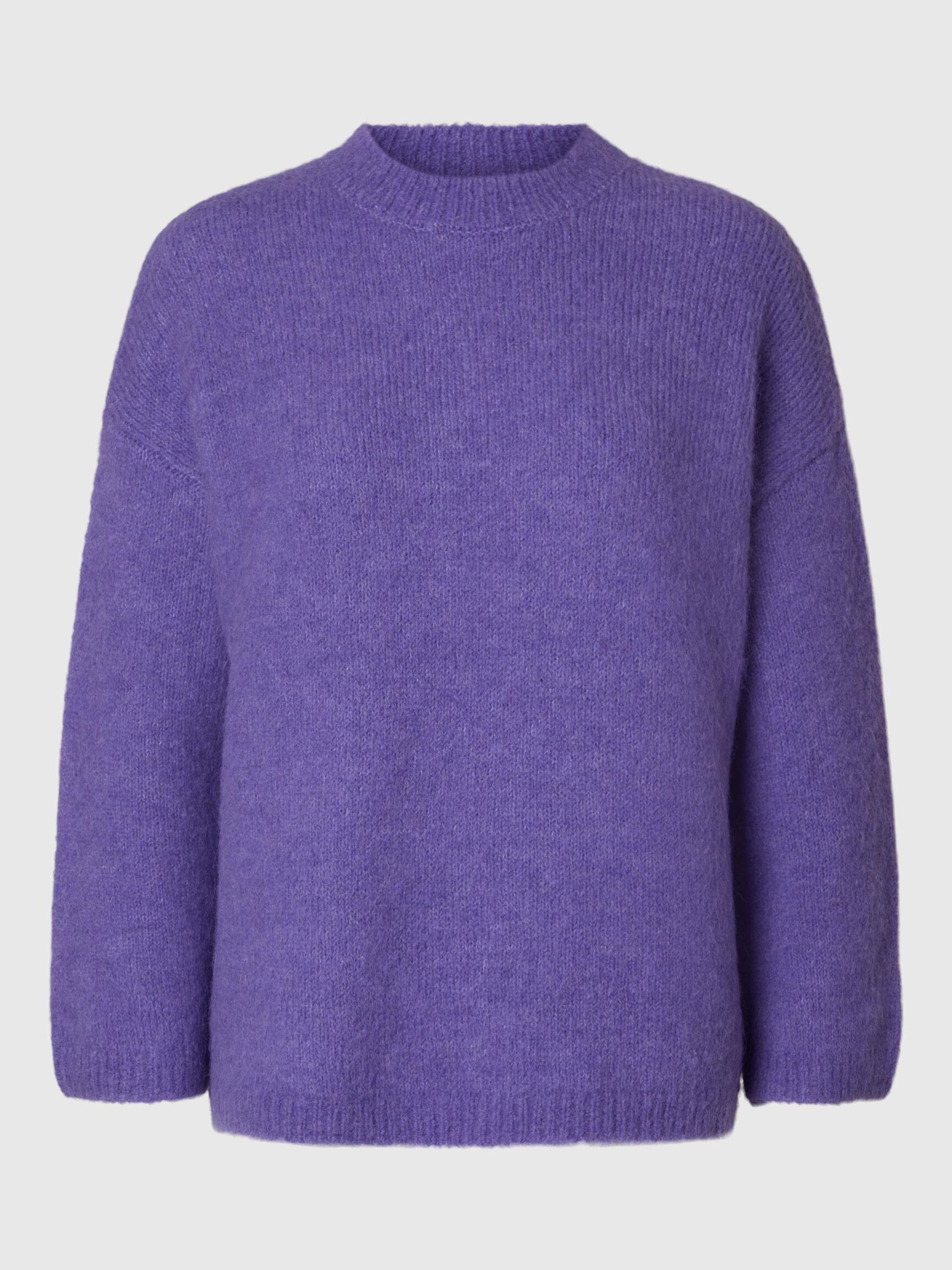 OVERSIZED ULDBLANDING STRIKTRØJE, Paisley Purple, highres