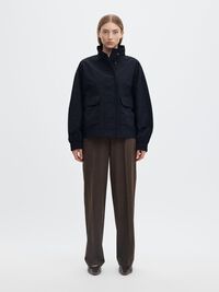 SHORT HIGH NECK JACKET, Dark Sapphire, highres