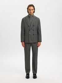 100% WOOL DOUBLE-BREASTED BLAZER, Grey, highres