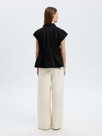 TIE FRONT V-NECK TOP, Black, highres