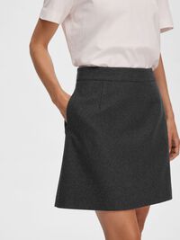 TAILORED WOOL BLEND MINI SKIRT, Dark Grey Melange, highres