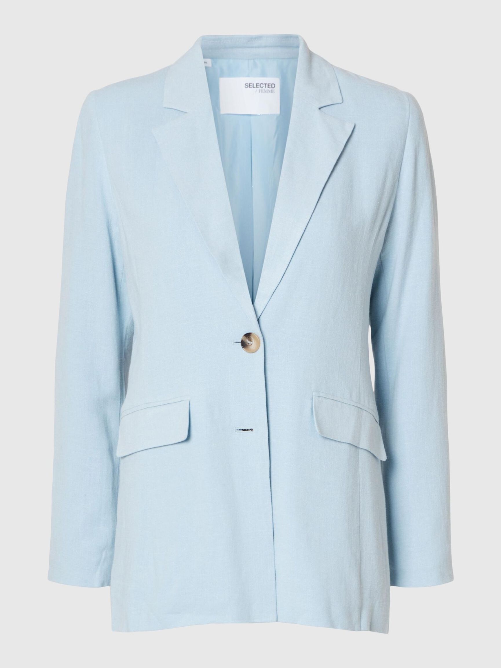 VISCOSE BLEND RELAXED BLAZER, Cashmere Blue, highres