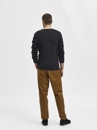 CREW NECK KNITTED PULLOVER, Peat, highres